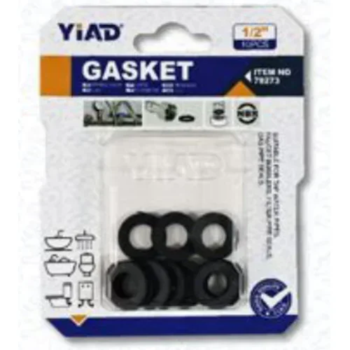 Σετ τσιμούχες 1/2'' 10τμχ μαύρες Yiad 79273