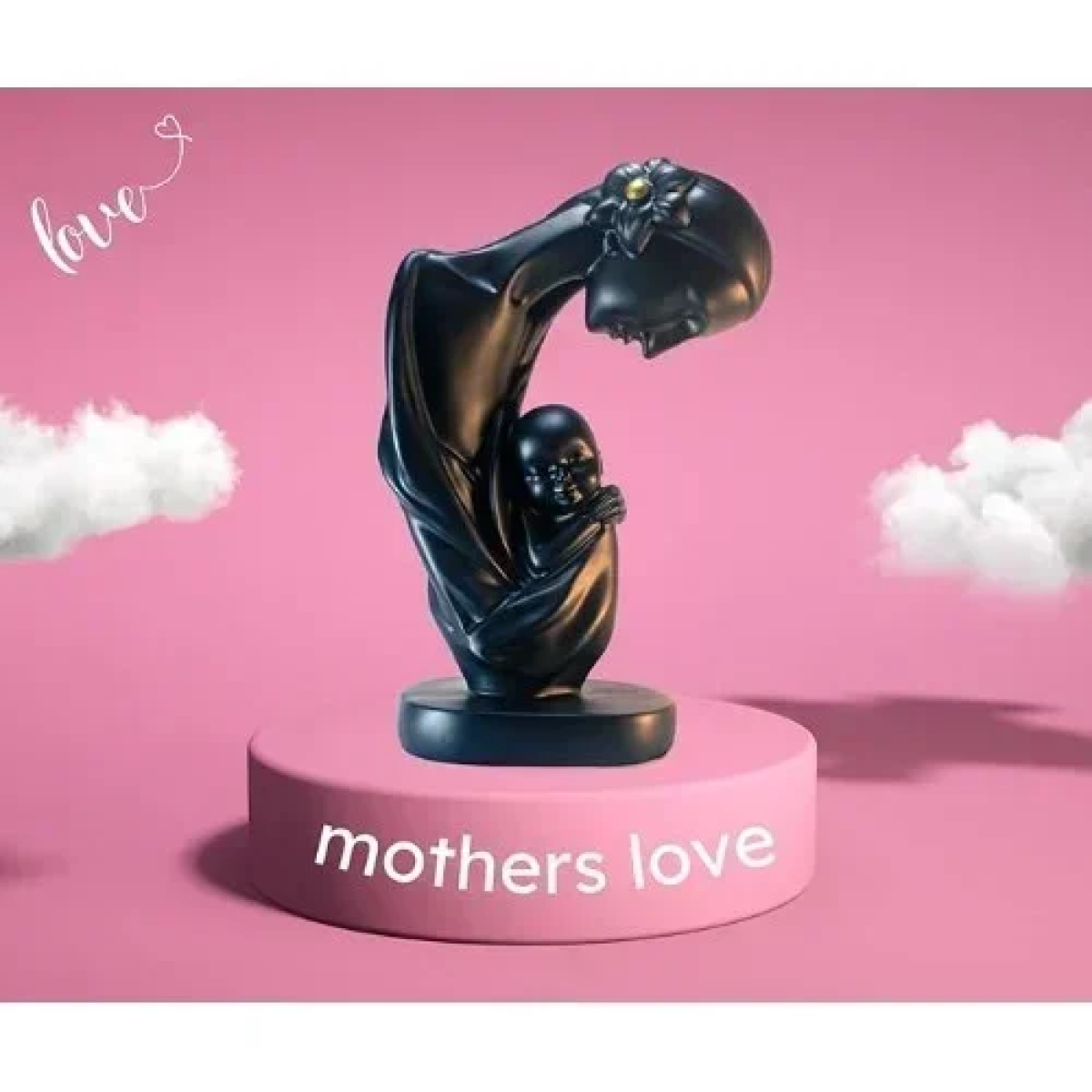 Επιτραπέζιο Διακοσμητικό "Mother" Ρητίνης Μαύρο 10x18x27cm SDS-25120