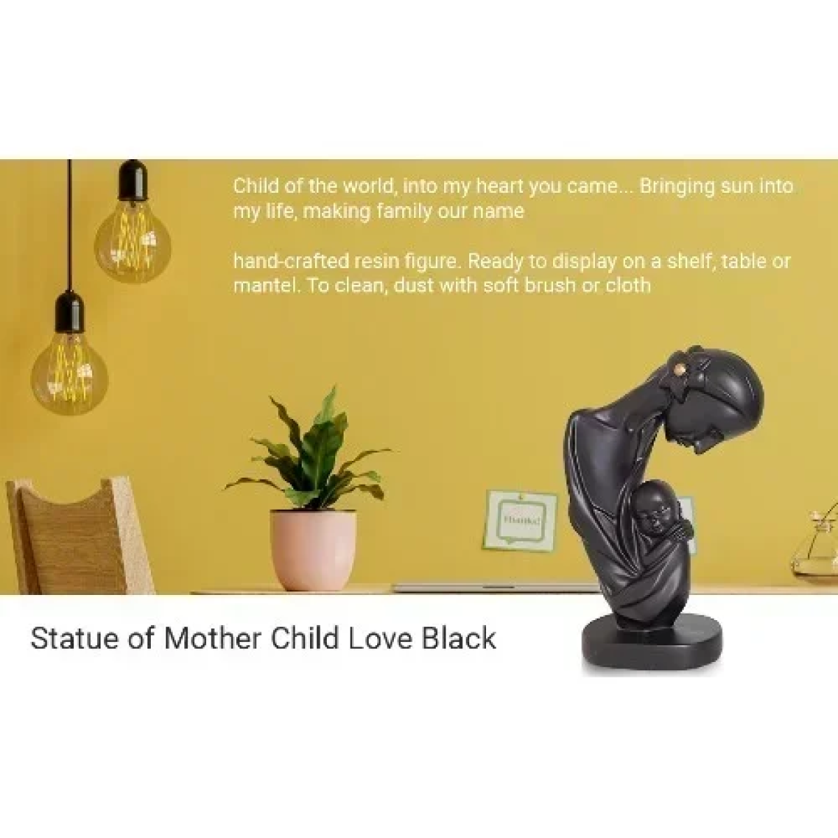 Επιτραπέζιο Διακοσμητικό "Mother" Ρητίνης Μαύρο 10x18x27cm SDS-25120