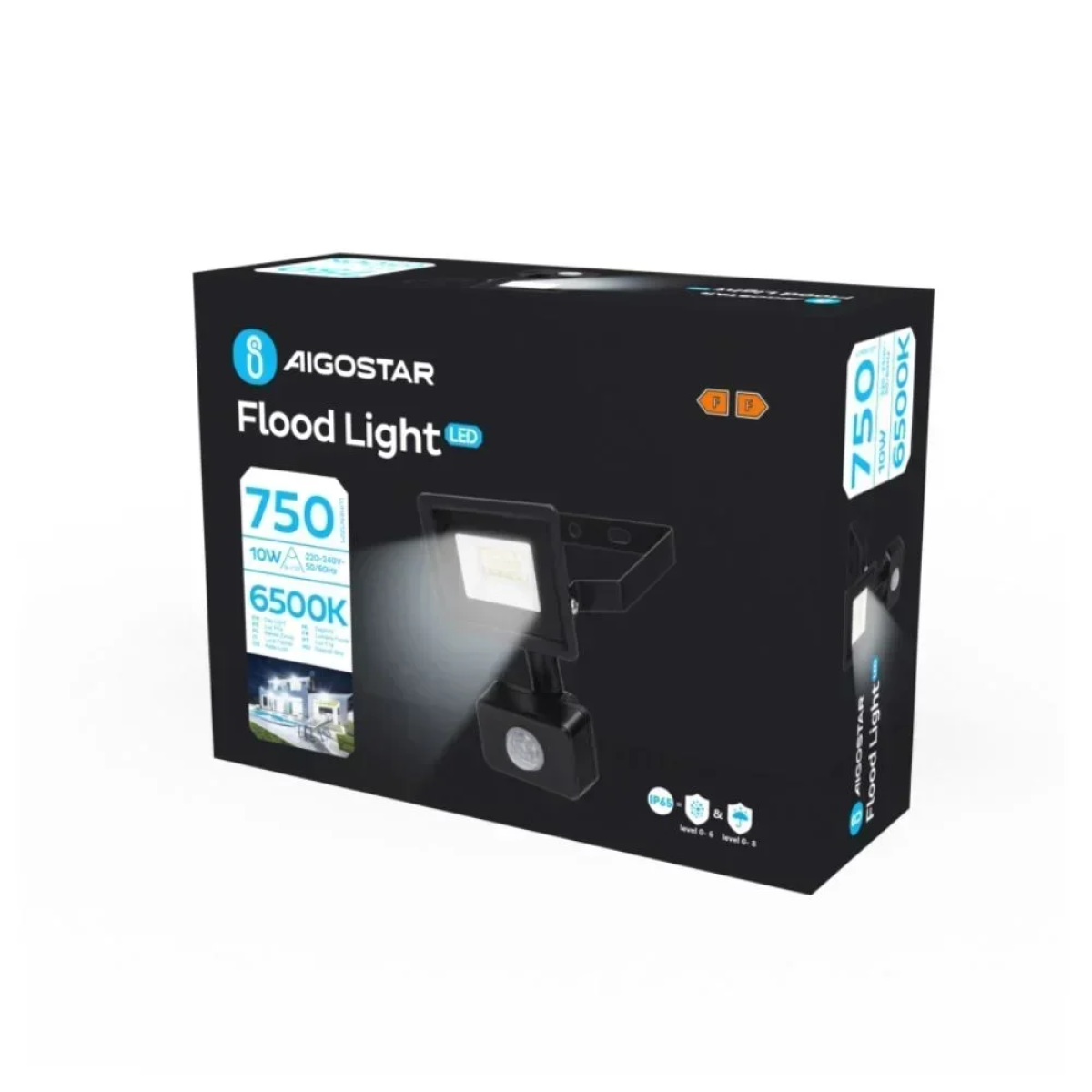 Στεγανός Προβολέας LED 10W Ψυχρό Λευκό 6500K με Αισθητήρα Κίνησης 750lm IP65