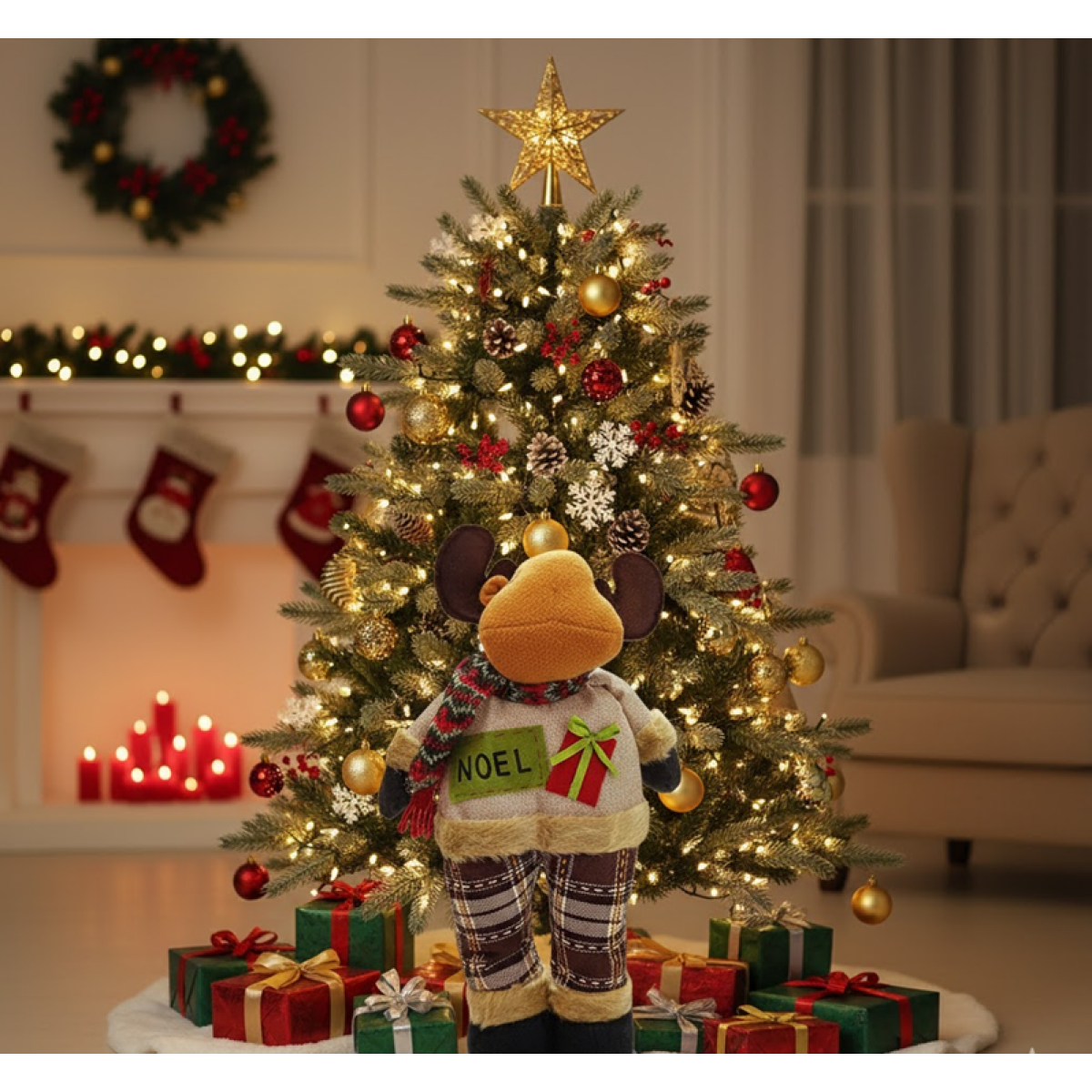 Τάρανδος Όρθιος Πάνινος με Κασκόλ 47x18cm Xmasfest 1133727 - 1 τμχ - Image 2