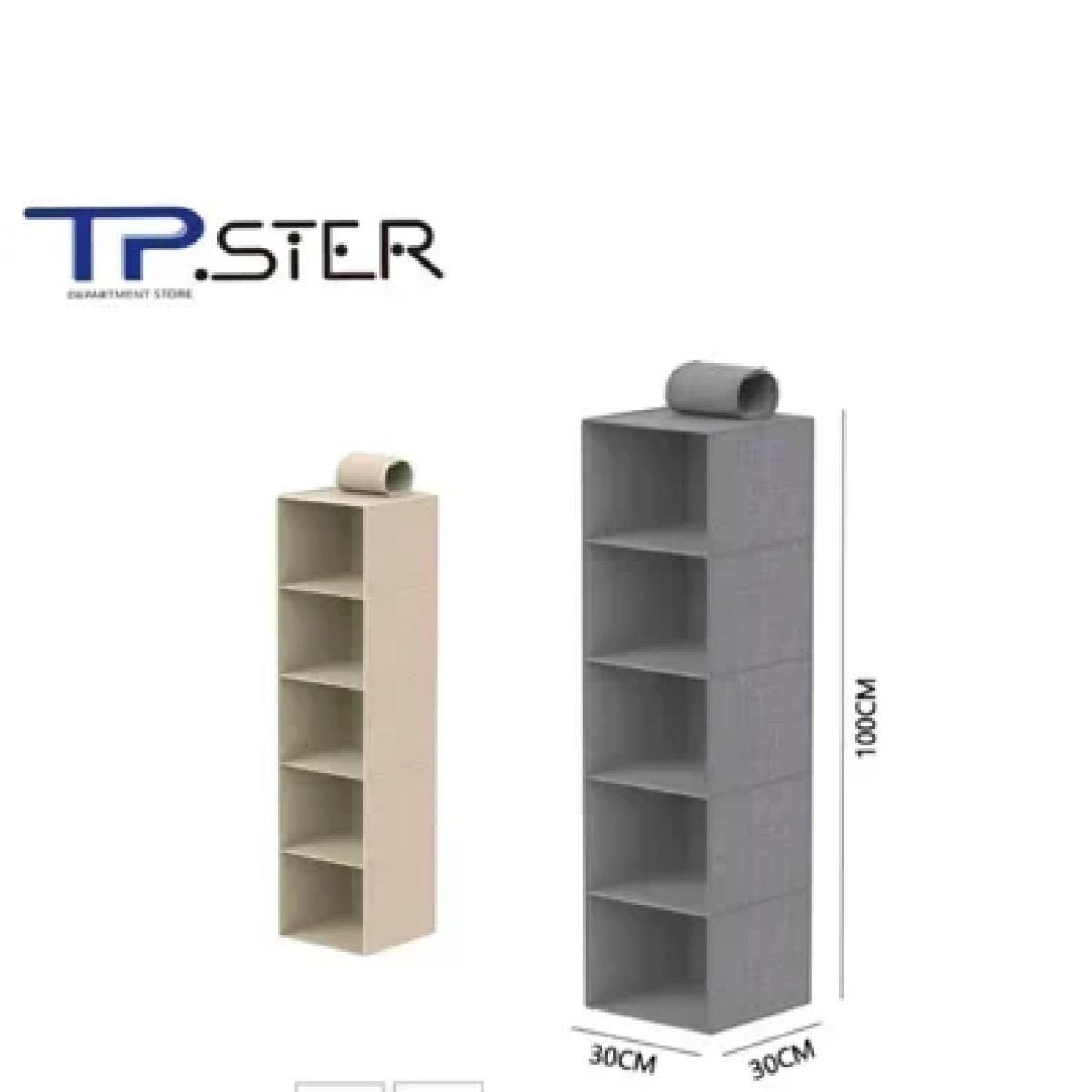 Tpster 29451 Υφασμάτινη Κρεμαστή Θήκη Αποθήκευσης Ρούχων Με 5 Ράφια σε Γκρι Χρώμα 30x30x100cm