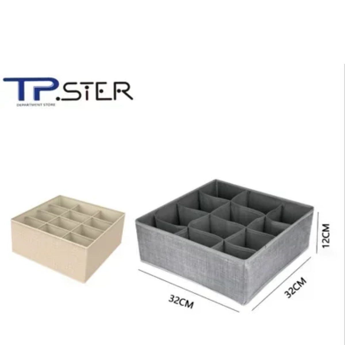 Tpster 29464 Υφασμάτινο Organizer Συρταριών Ρούχων Μπεζ Mε 12 Θέσεις 32x32x12cm