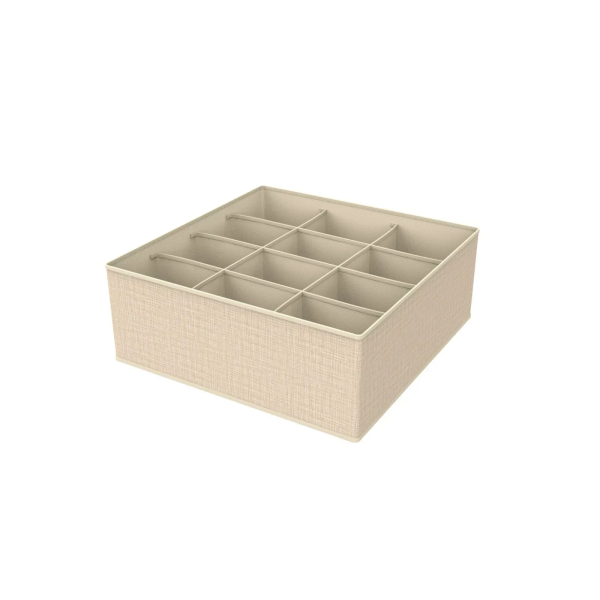 Tpster 29464 Υφασμάτινο Organizer Συρταριών Ρούχων Μπεζ Mε 12 Θέσεις 32x32x12cm