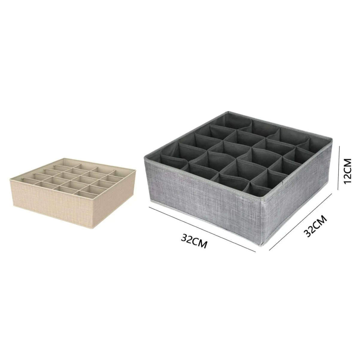 Tpster 29465 Υφασμάτινο Organizer Συρταριών Ρούχων Μπεζ Mε 16 Θέσεις 32x32x12cm