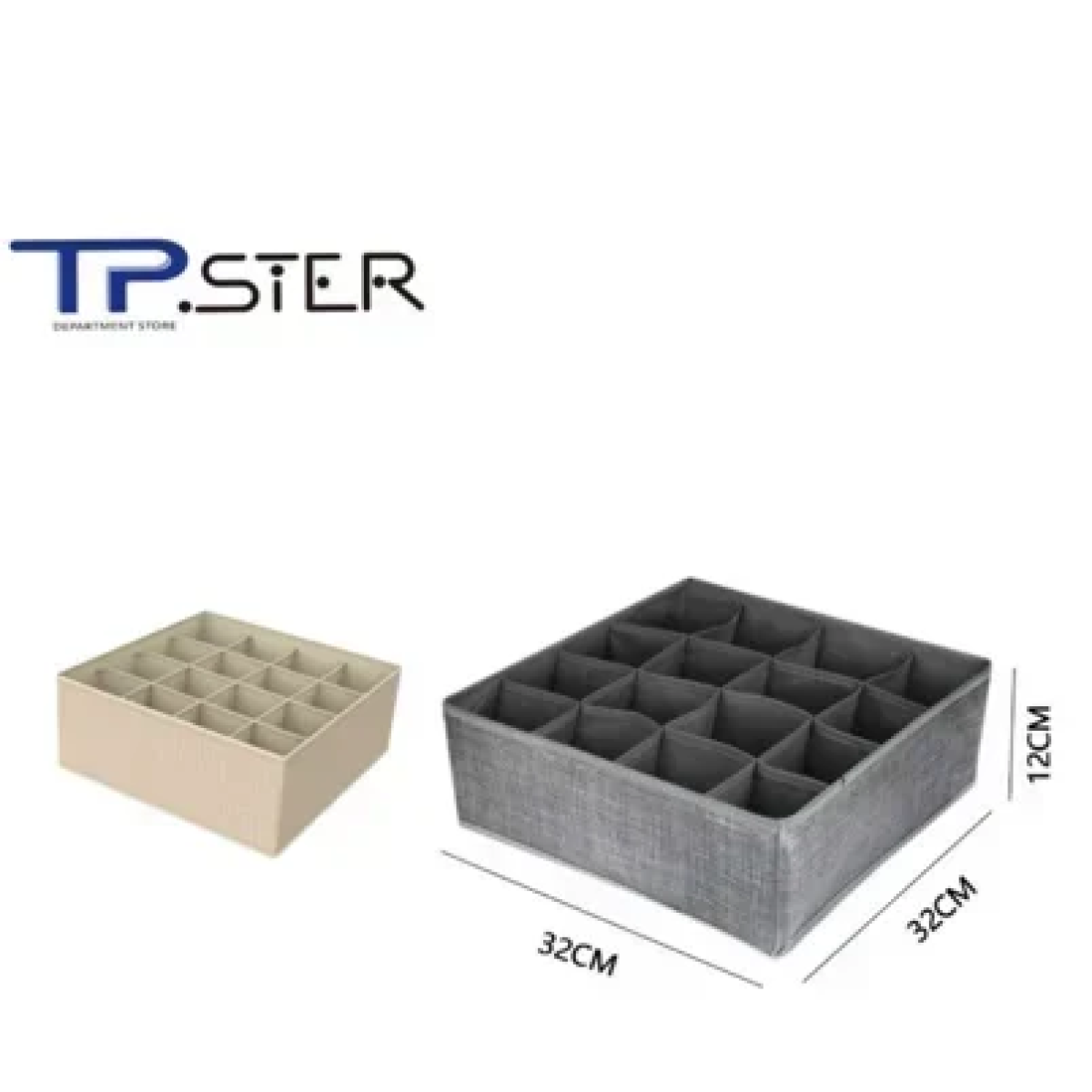 Tpster 29465 Υφασμάτινο Organizer Συρταριών Ρούχων Μπεζ Mε 16 Θέσεις 32x32x12cm