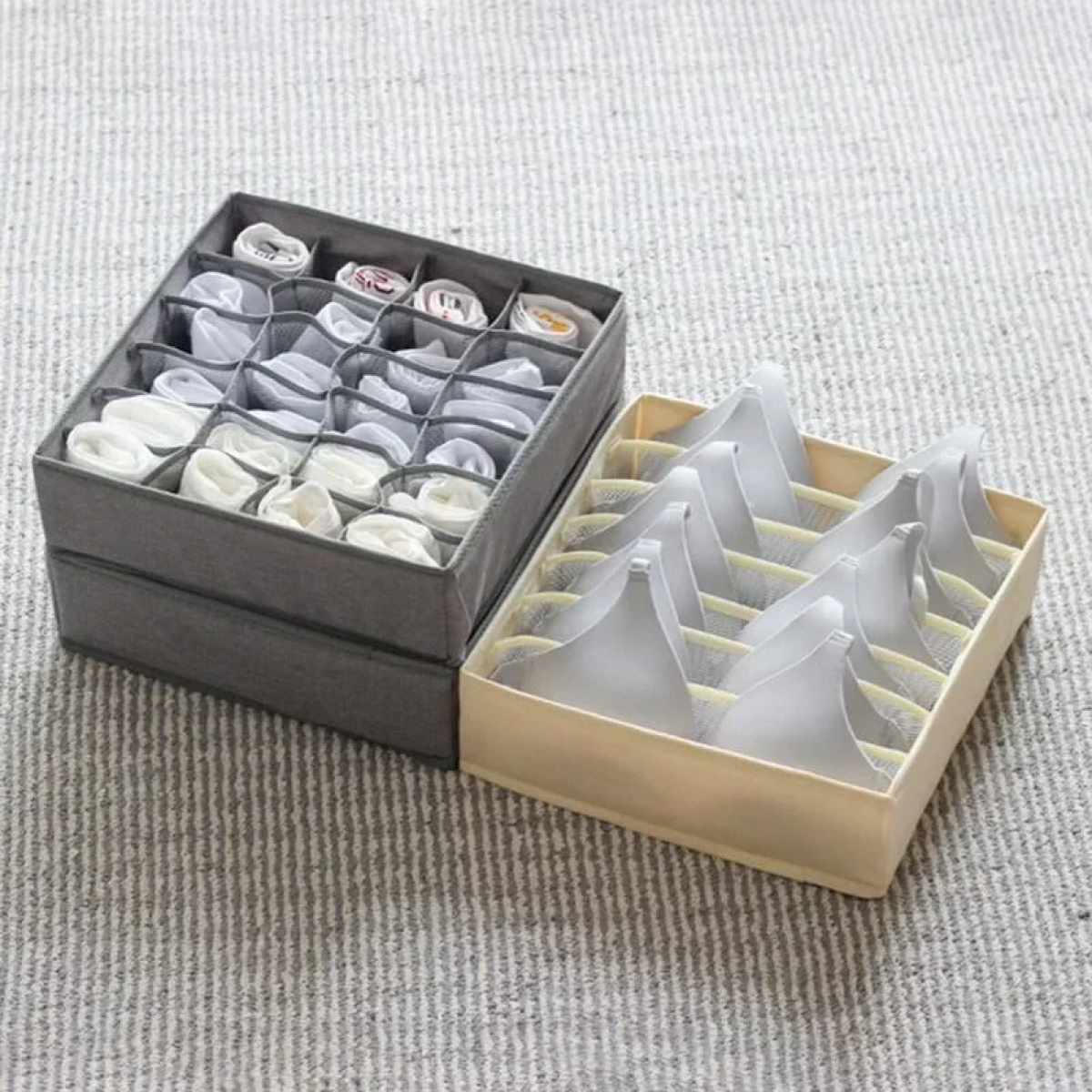 Tpster 29466 Υφασμάτινο Organizer Συρταριών Ρούχων Μπεζ Mε 20 Θέσεις 32x32x12cm