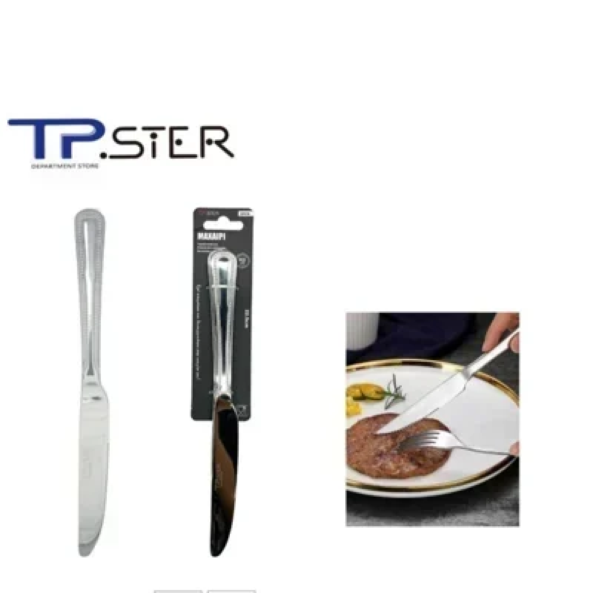 Tpster 33067 Μαχαίρια Φαγητού από Ανοξείδωτο Ατσάλι 22.5cm 2τμχ
