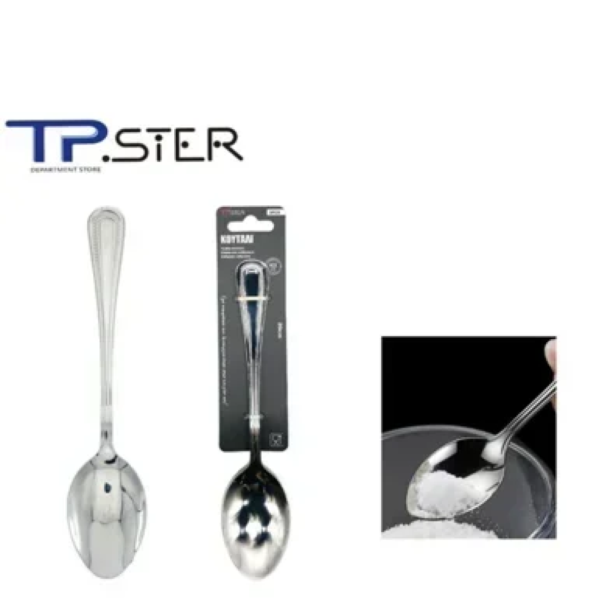Tpster 33068 Σετ Κουτάλια Φαγητού Ανοξείδωτα Ασημί 20cm 3τμχ