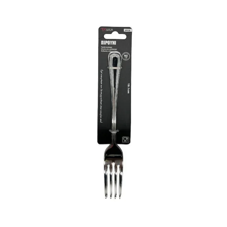 Tpster 33071 Σετ Πιρούνια Ανοξείδωτα Ασημί 19.1cm 3τμχ