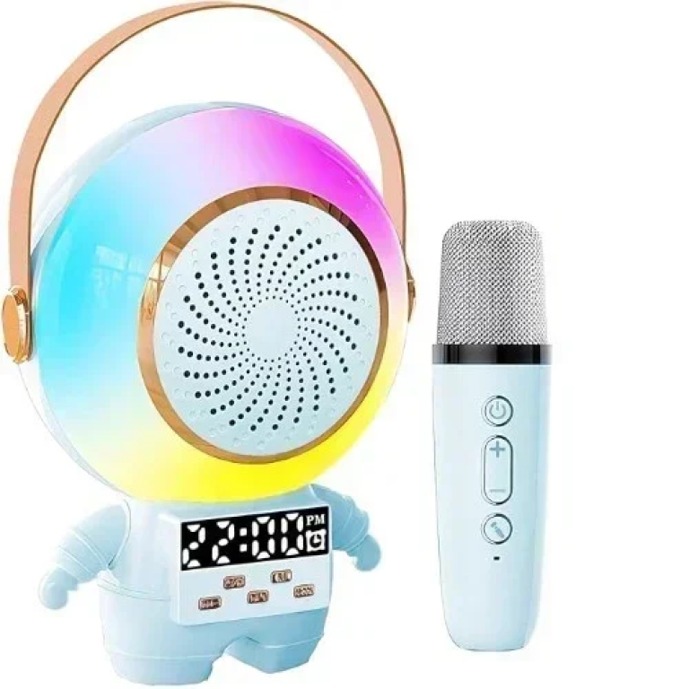 XM-X64 Ασύρματο Ηχείο Bluetooth - Ρολόι με λαβή μεταφοράς, LED Φωτισμό & 1 μικρόφωνο σε σχέδιο Αστροναύτη - Μπλε