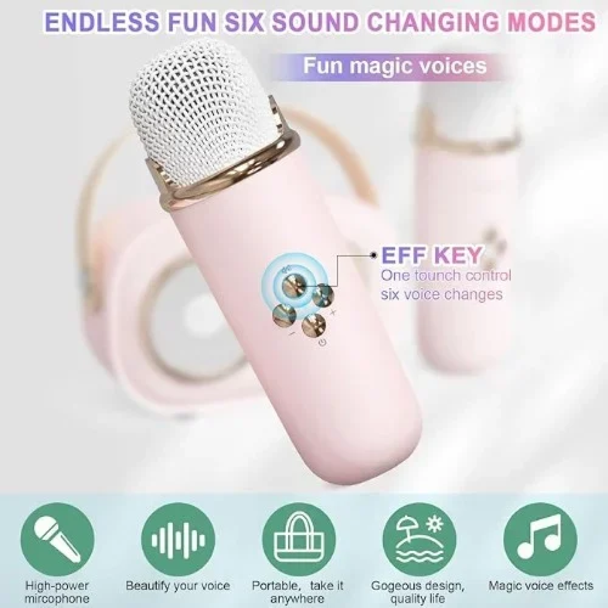 Ασύρματο Ηχείο Karaoke Bluetooth με μικρόφωνο και υποδοχή κάρτας microsd C20 Ροζ