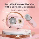 Ασύρματο Ηχείο Karaoke Bluetooth με μικρόφωνο και υποδοχή κάρτας microsd C20 Ροζ