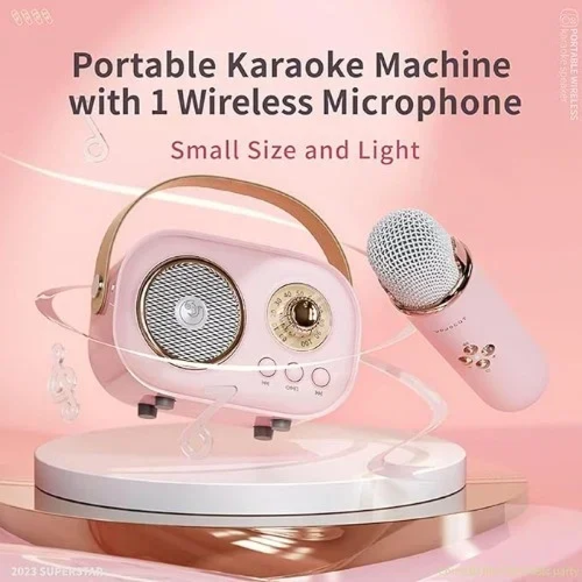 Ασύρματο Ηχείο Karaoke Bluetooth με μικρόφωνο και υποδοχή κάρτας microsd C20 Ροζ