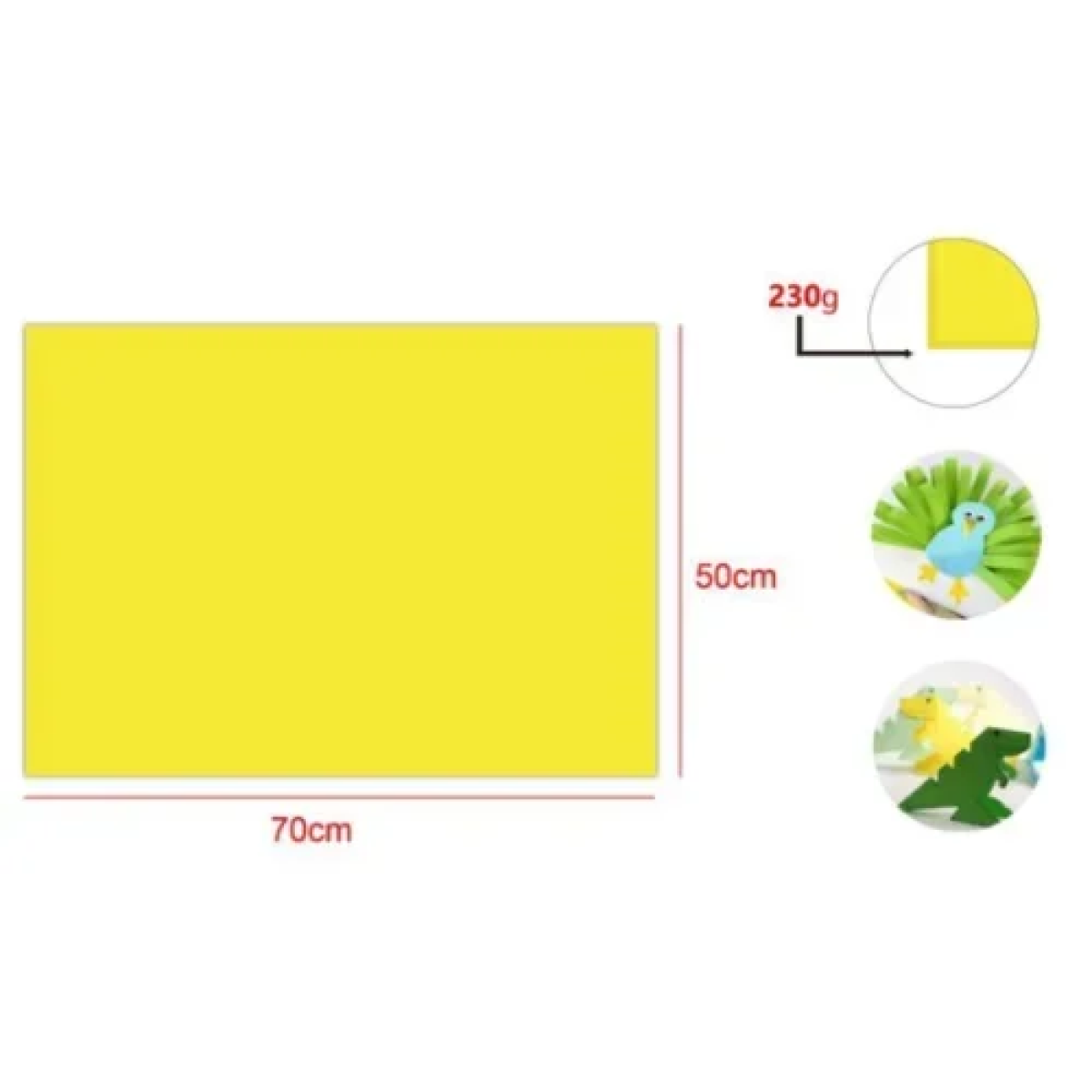 Χαρτόνι Χειροτεχνίας 50x70cm 230gr 25φ. MU072-13 Κίτρινο έντονο