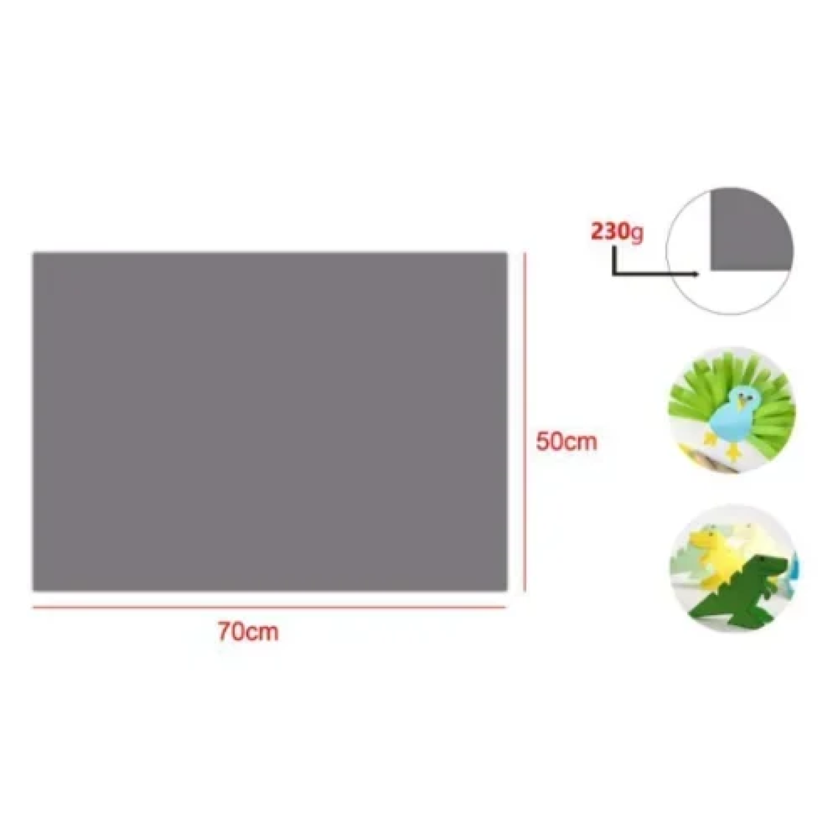 Χαρτόνι Χειροτεχνίας 50x70cm 230gr 25φ. MU072-26 Γκρι