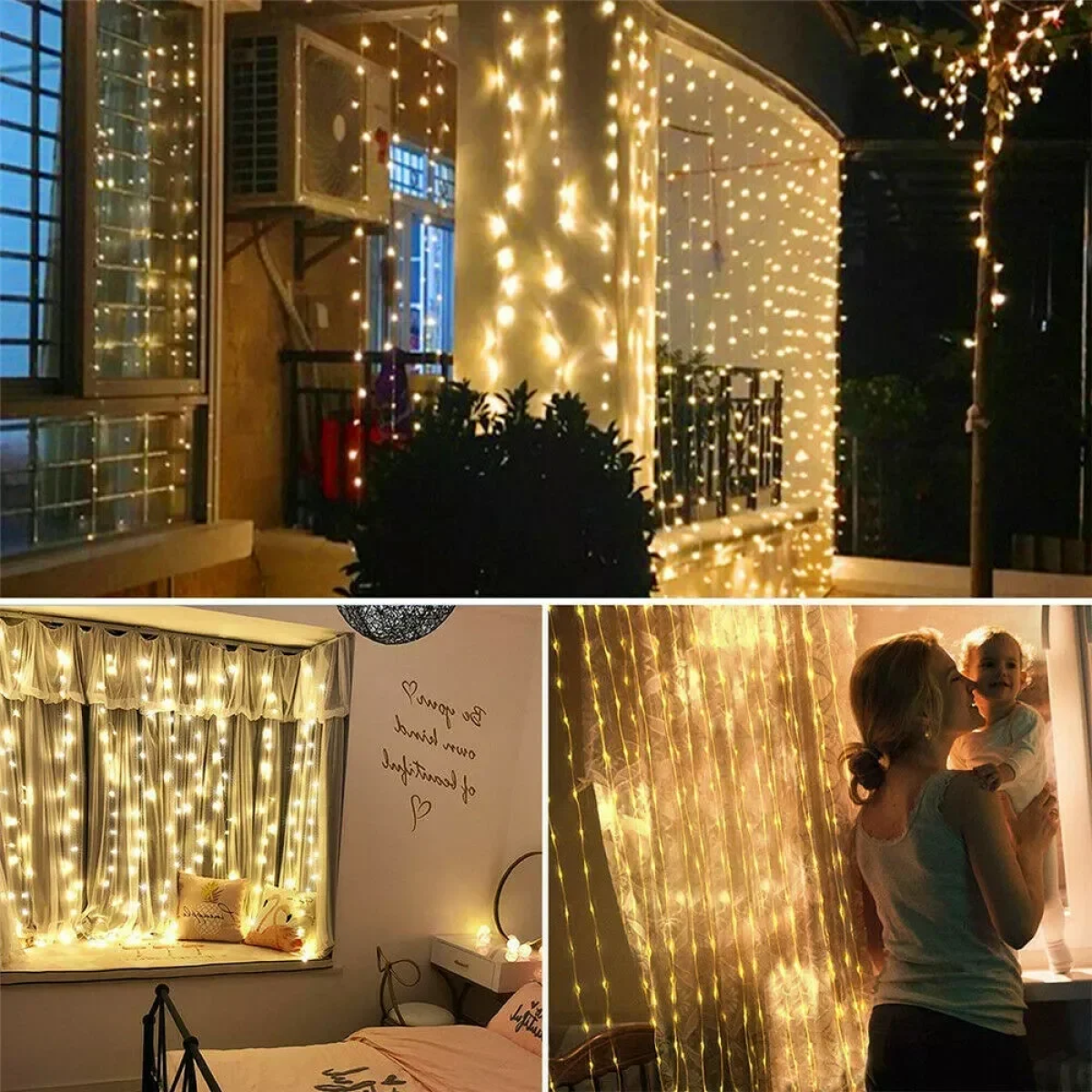 Χριστουγεννιάτικη Κουρτίνα Λαμπάκια 120LED 3m x 1m Θερμό Λευκό 18779-26