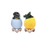 Διακοσμητική Λάμπα LED σε σχήμα δεινόσαυρο με ξύλινη βάση & 7 εναλλαγές χρωμάτων - Κίτρινο