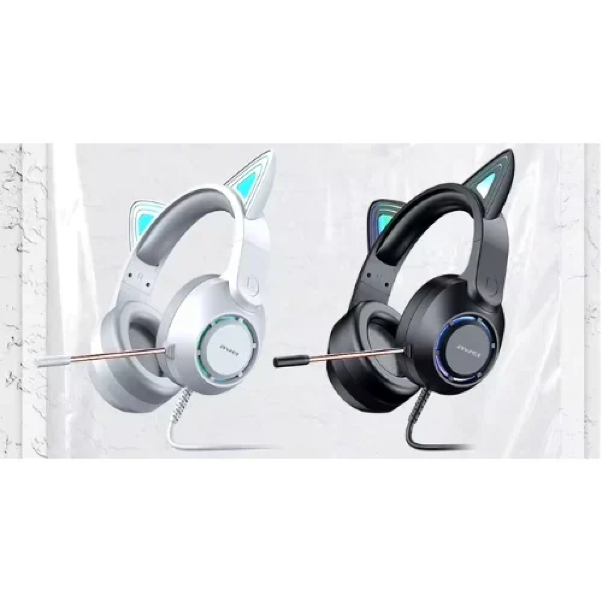 Ενσύρματα Ακουστικά με Μικρόφωνο Cat Headphones Awei GM-9 Λευκά