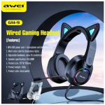 Ενσύρματα Ακουστικά με Μικρόφωνο Cat Headphones Awei GM-9 Μαύρα