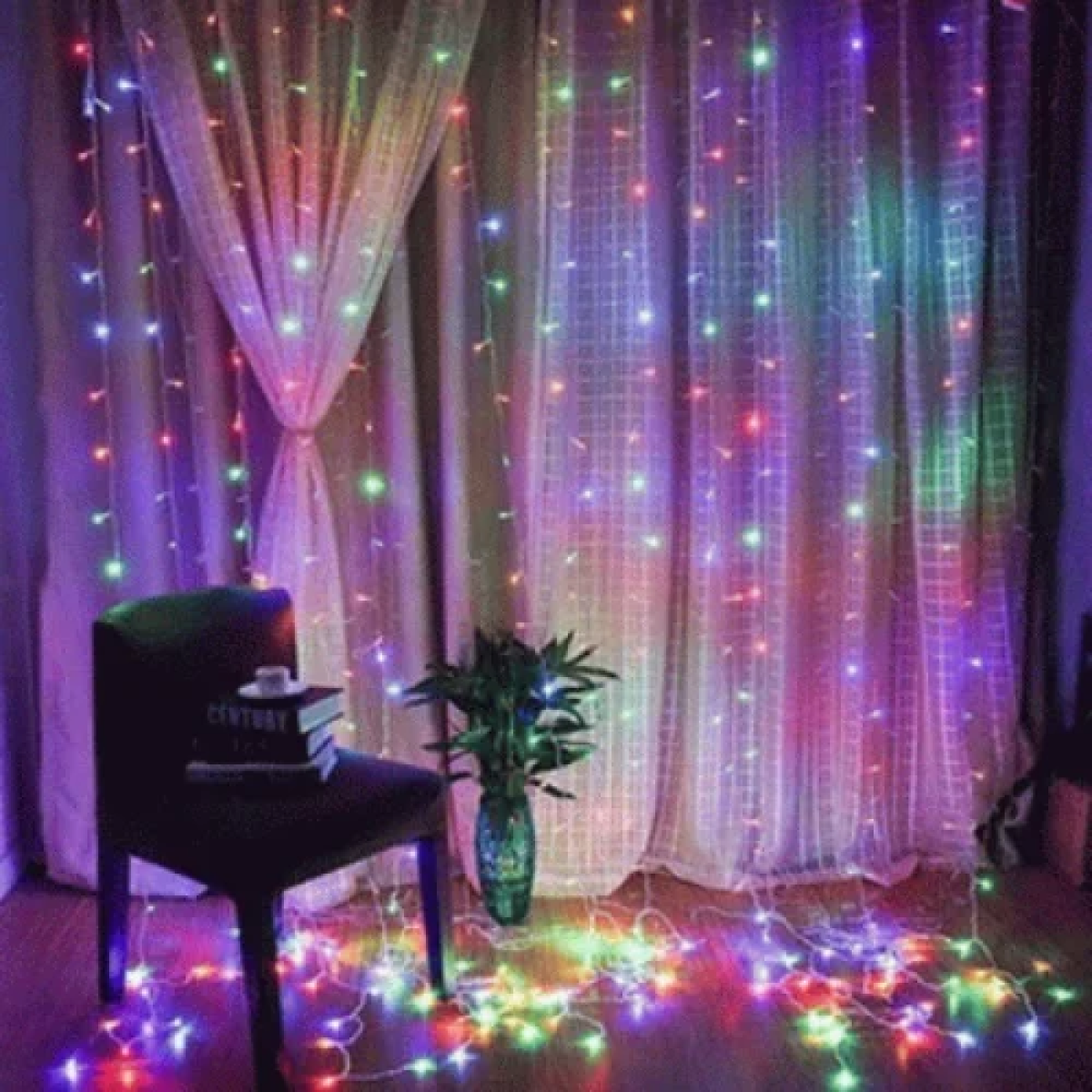 Επεκτεινόμενη Κουρτίνα με Λαμπάκια LED 3μ x 80εκ RGB 17271-46