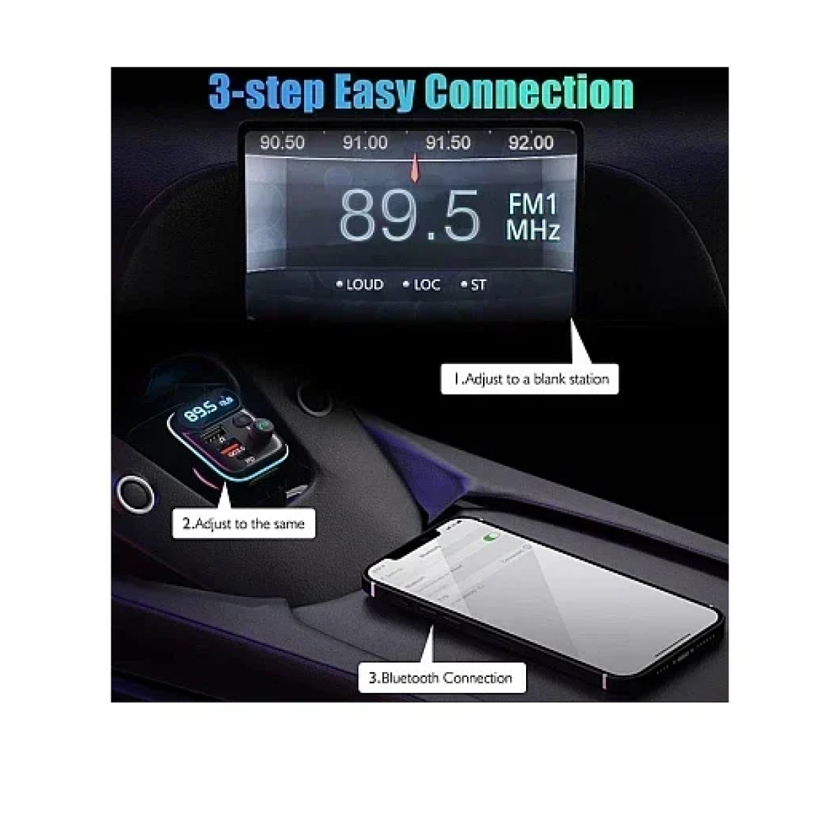 FM Transmitter και φορτιστής αυτοκινήτου Car MP3 Player Q-C78 Andowl μαύρο - Image 5