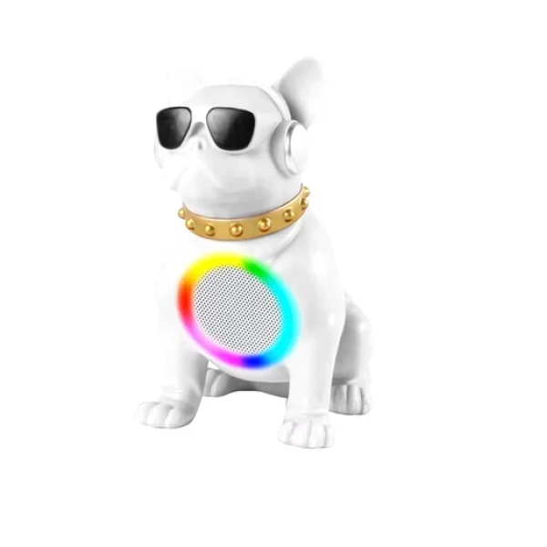 Φορητό ασύρματο ηχείο Bluetooth με φωτισμό RGB σε σχήμα Bulldog CH-M58 λευκό