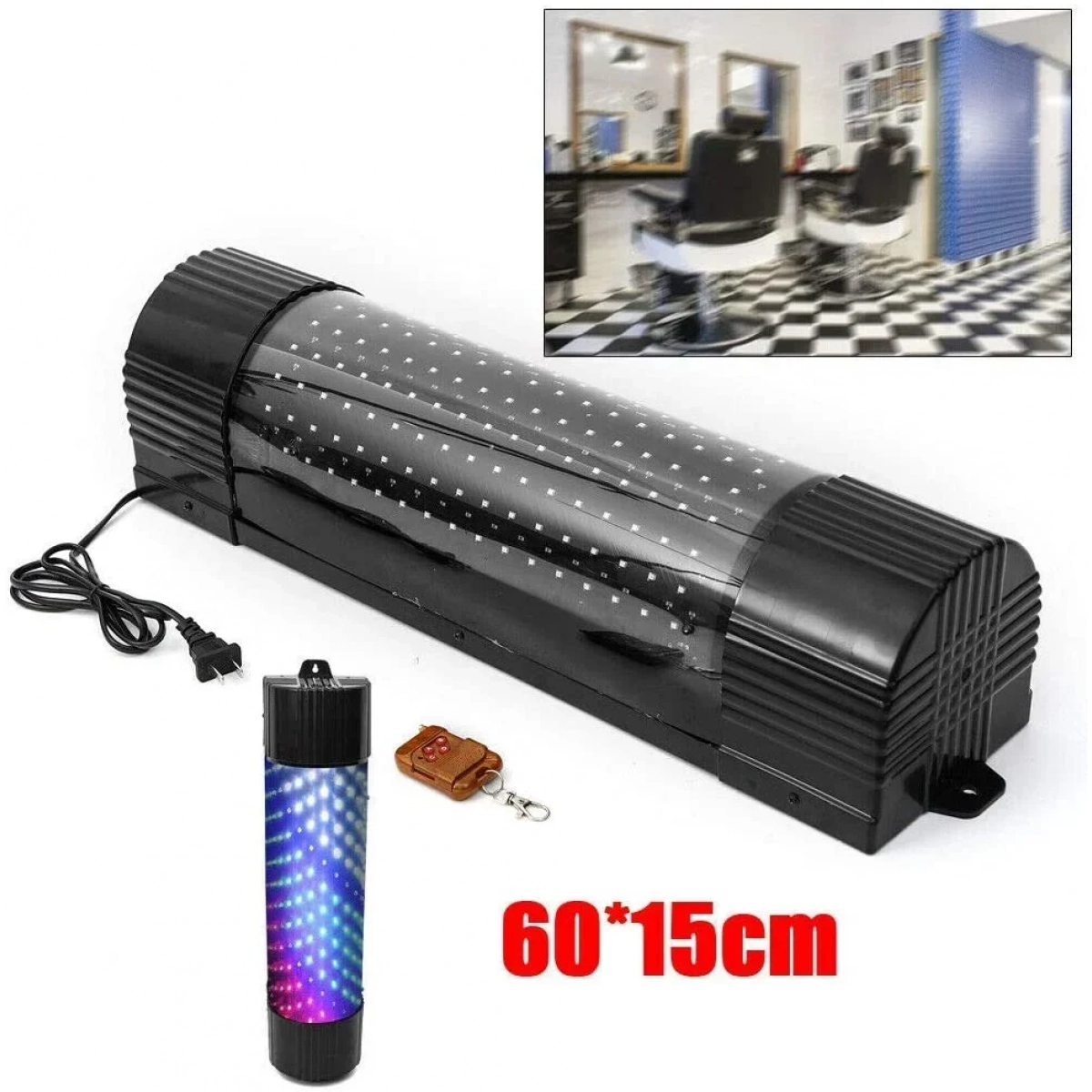 Φωτεινή Πινακίδα Κουρείου LED 60cm με Κυματιστό Κόκκινο, Μπλε, Λευκό Φωτισμό
