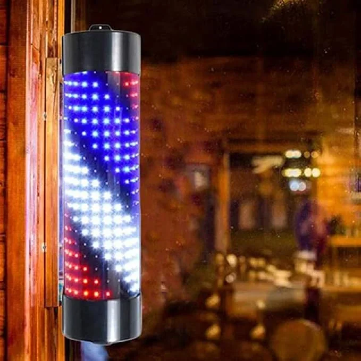 Φωτεινή Πινακίδα Κουρείου LED 60cm με Κυματιστό Κόκκινο, Μπλε, Λευκό Φωτισμό