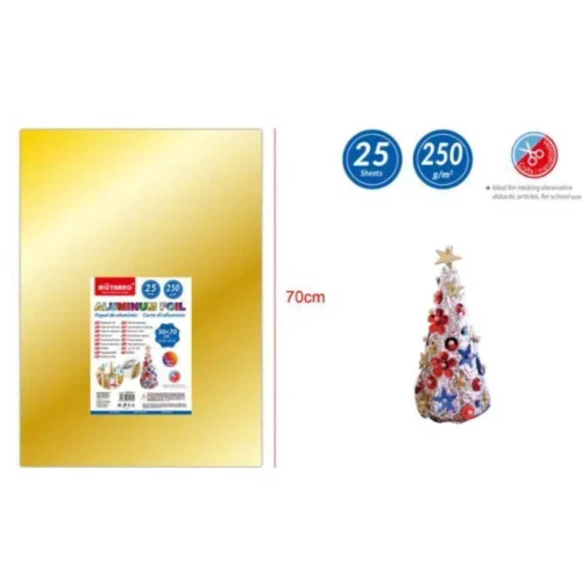Φύλλα Αλουμινίου Χειροτεχνίας 50x70cm 250gr 25φ. MU164-1 Χρυσό