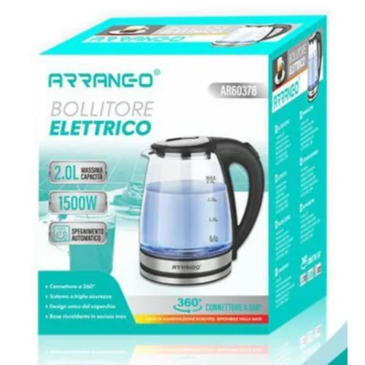 Ηλεκτρικός Βραστήρας 1500W 2L Αrrango AR60378