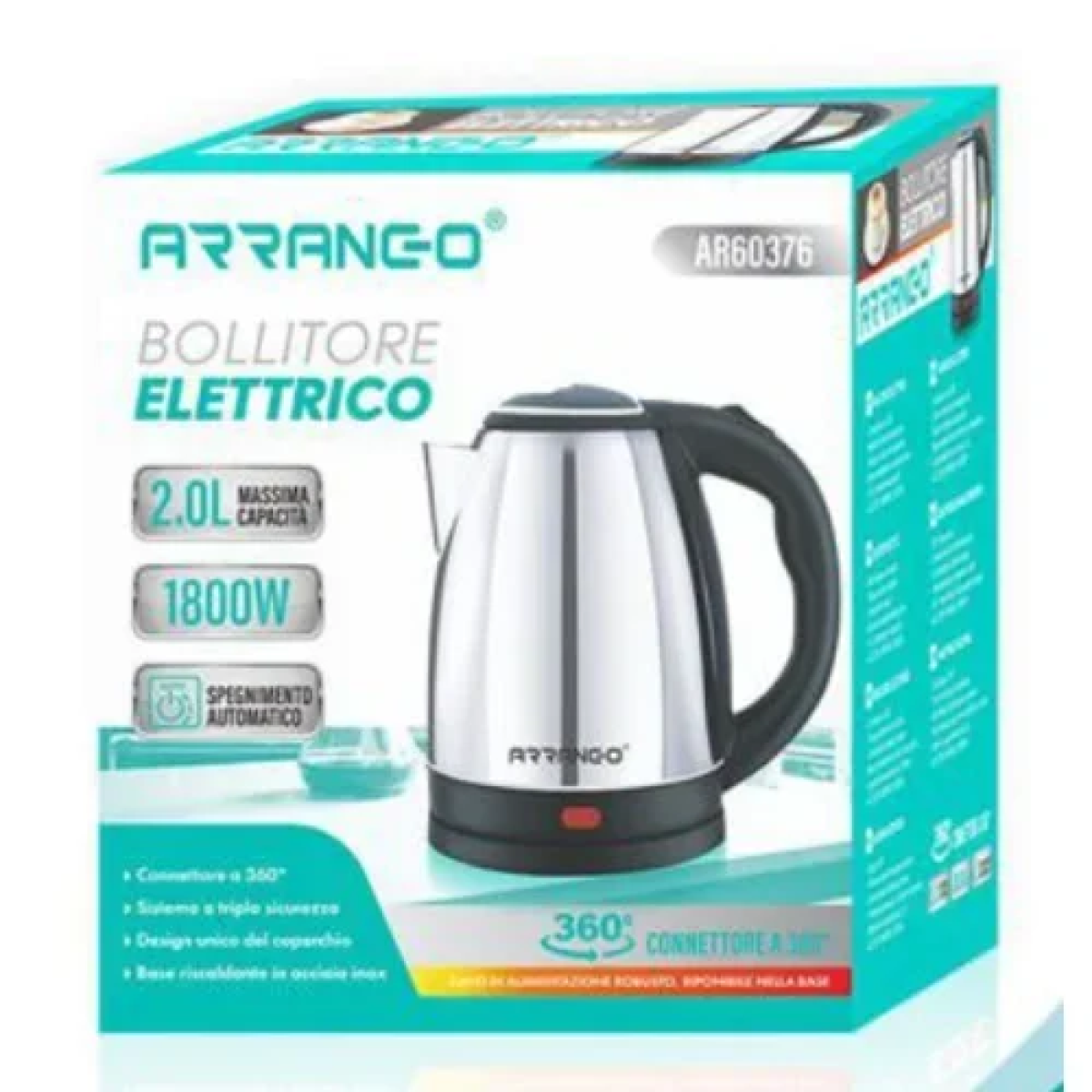 Ηλεκτρικός Βραστήρας 1800W 2L Αrrango AR60376