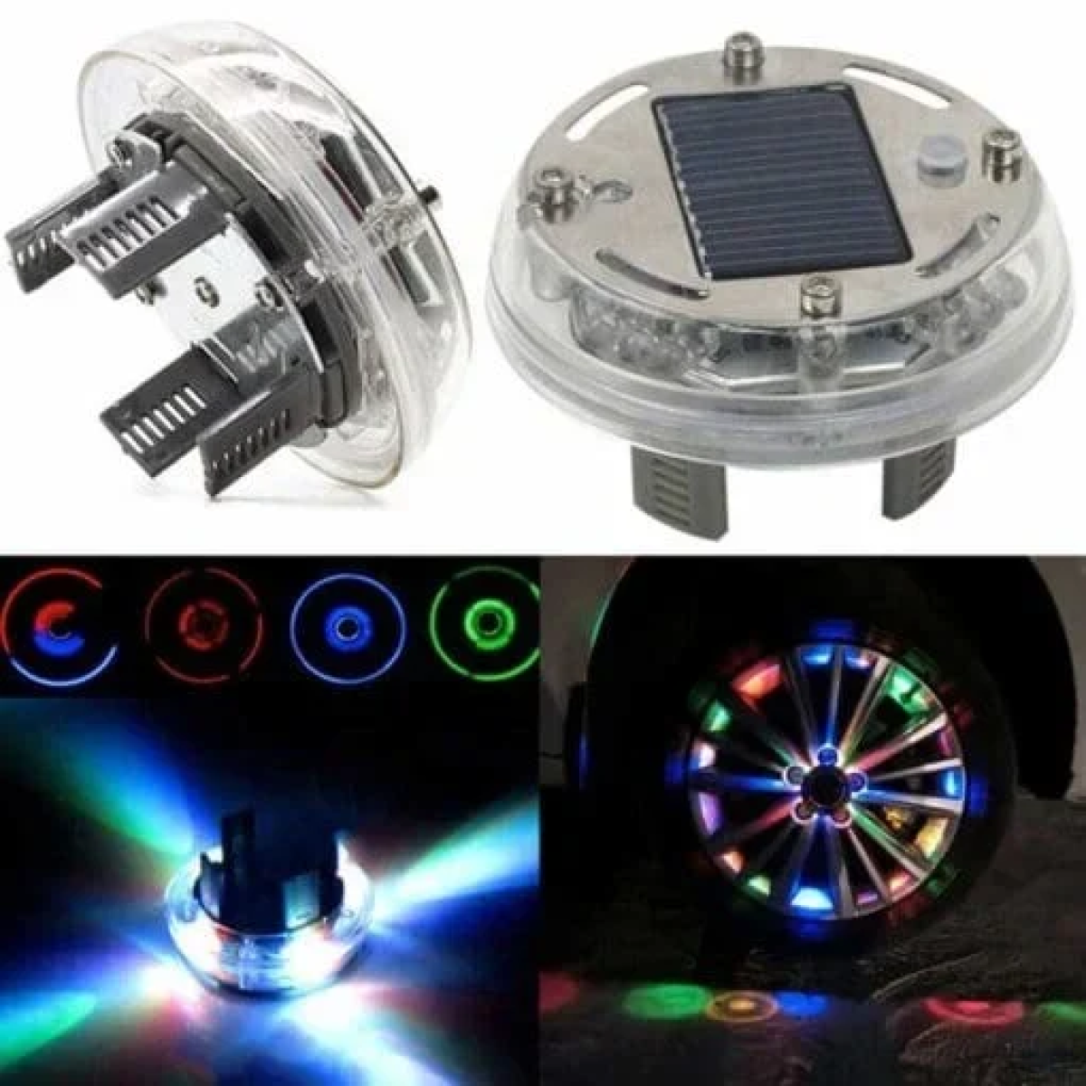 Ηλιακό Φωτιστικό LED RGB για Ζάντα Αυτοκίνητου Σετ 4τμχ