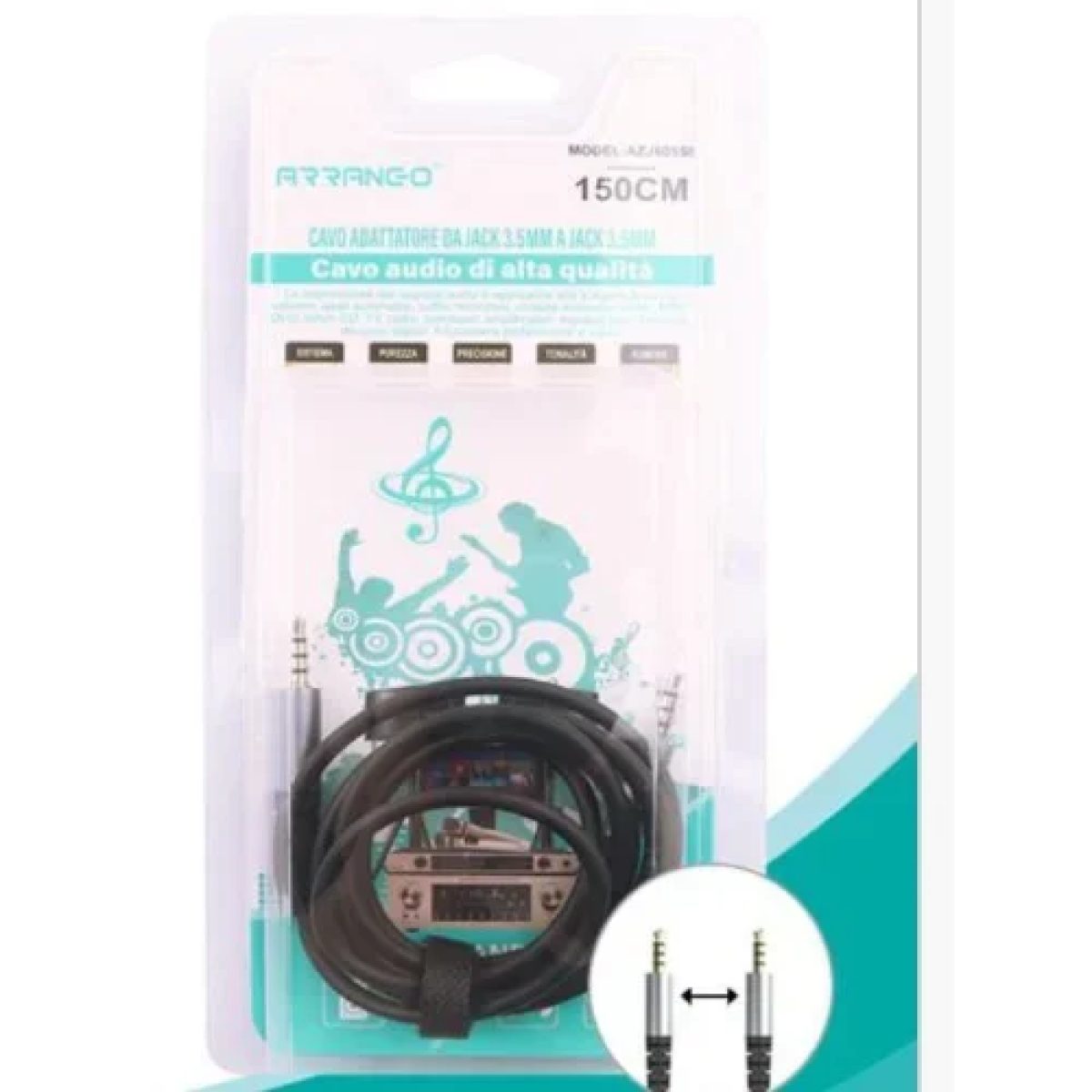 Καλώδιο Ήχου Jack 3.5mm σε Jack 3.5mm UHF 1.5m Arrango AZJ60558
