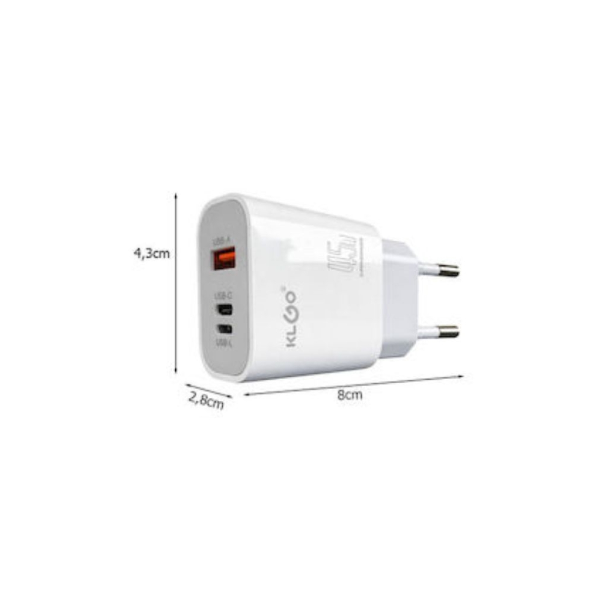KLGO PD-68 Φορτιστής χωρίς καλώδιο 45W 1xUSB-C 1xUSB-A 1xUSB-L