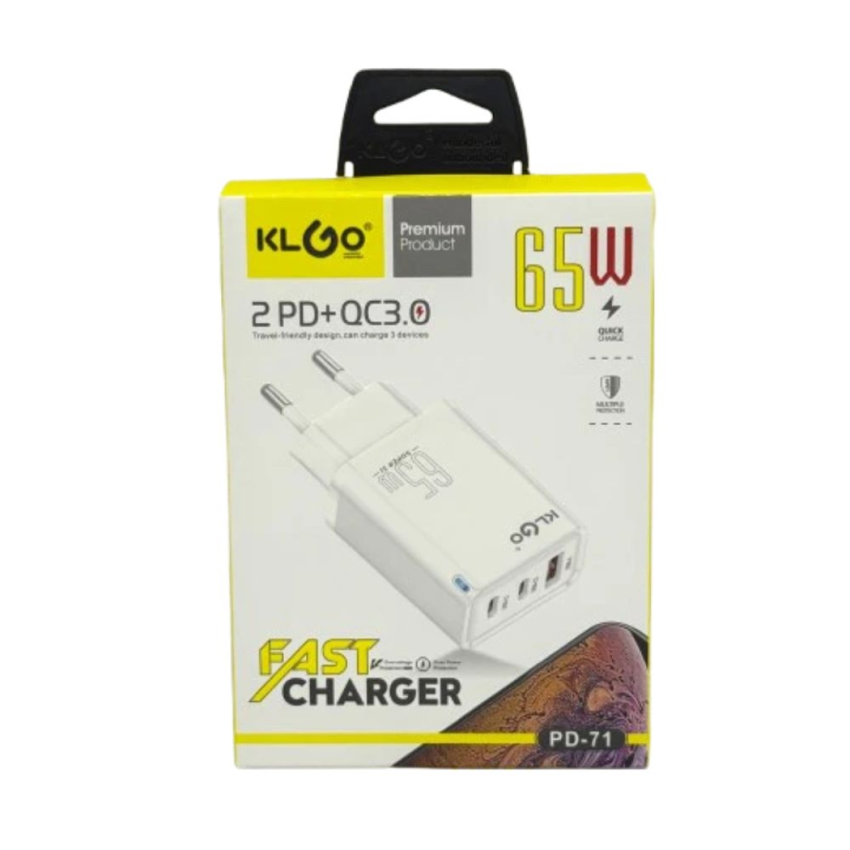 KLGO PD-71 Φορτιστής Γρήγορη Φόρτιση 65W 2 PD+QC3.0