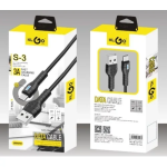 KLGO S-3 Καλώδιο Type-C USB 1m Fast Charging 3A Μαύρο
