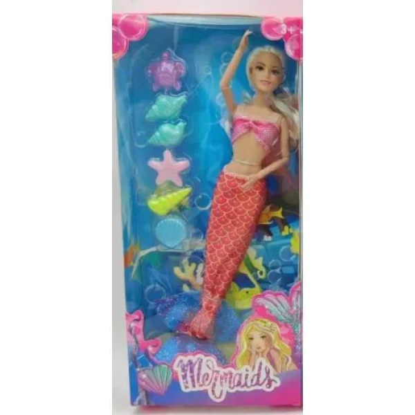 Κούκλα Γοργόνα 28cm με αξεσουάρ W01382 Ροζ