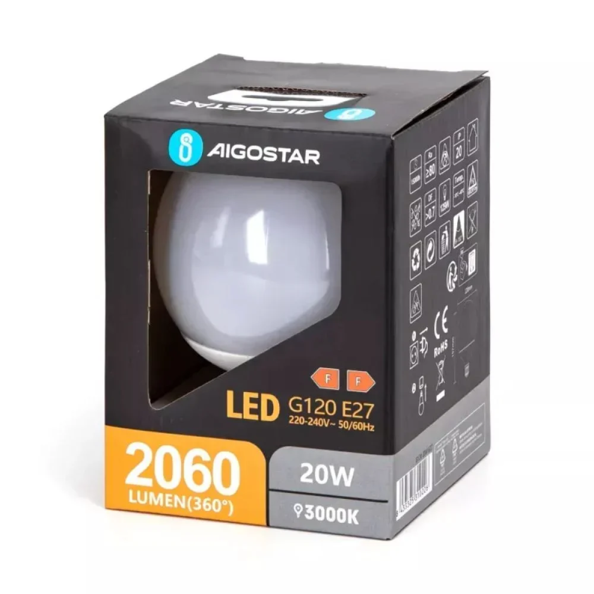 Λάμπα Led E27 G120 20W 6500K Aigostar