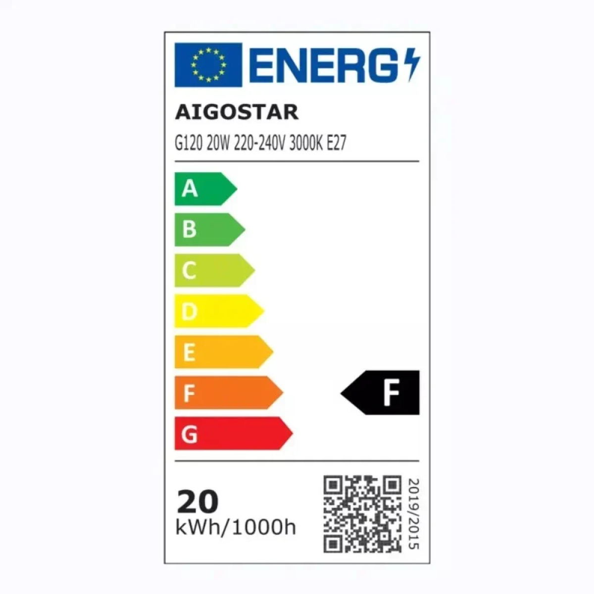 Λάμπα Led E27 G120 20W 6500K Aigostar