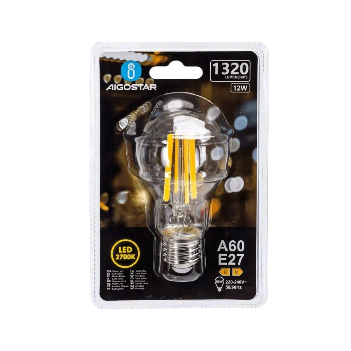 Λάμπα Νήματος LED A60 E27 12W 2700K Aigostar