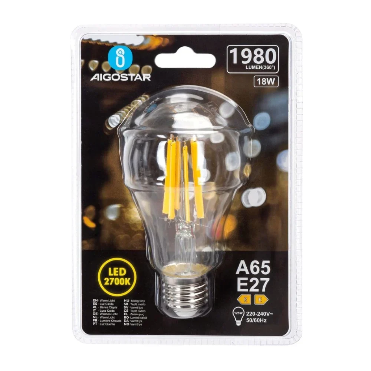 Λάμπα Νήματος LED A65 E27 18W 2700K Aigostar