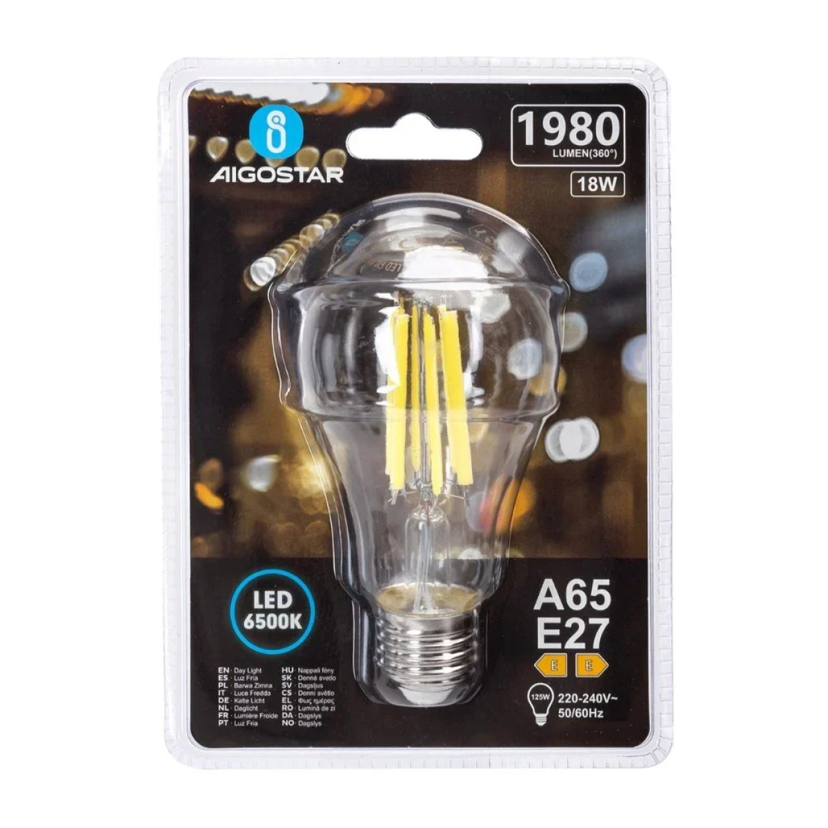 Λάμπα Νήματος LED A65 E27 18W 6500K Aigostar