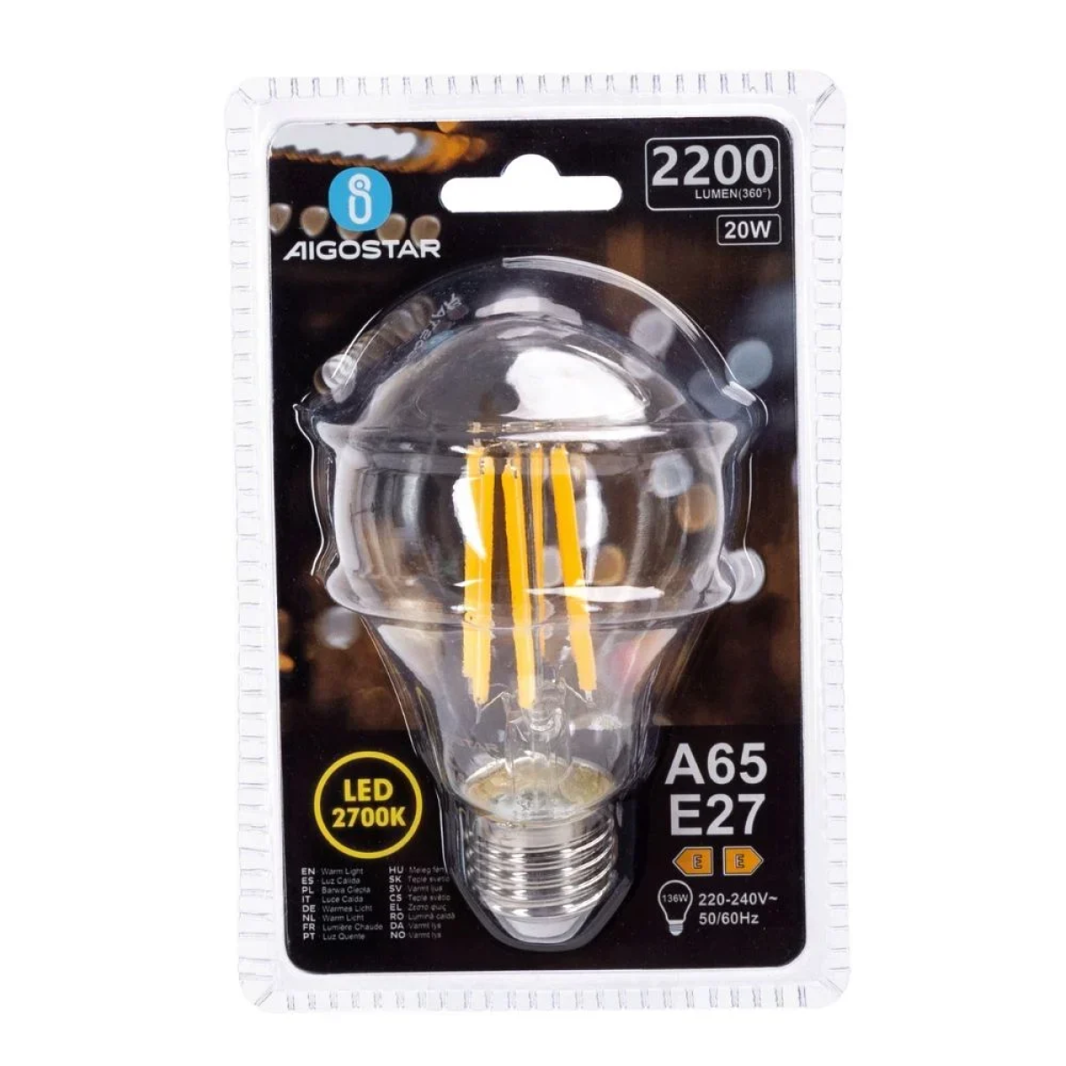 Λάμπα Νήματος LED A65 E27 20W 2700K Aigostar
