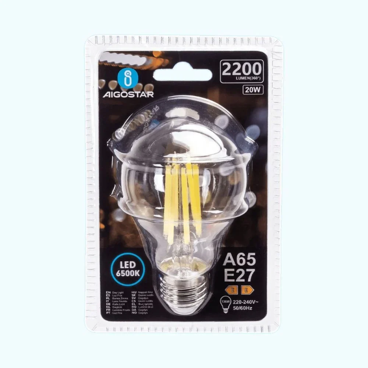 Λάμπα Νήματος LED A65 E27 20W 6500K Aigostar
