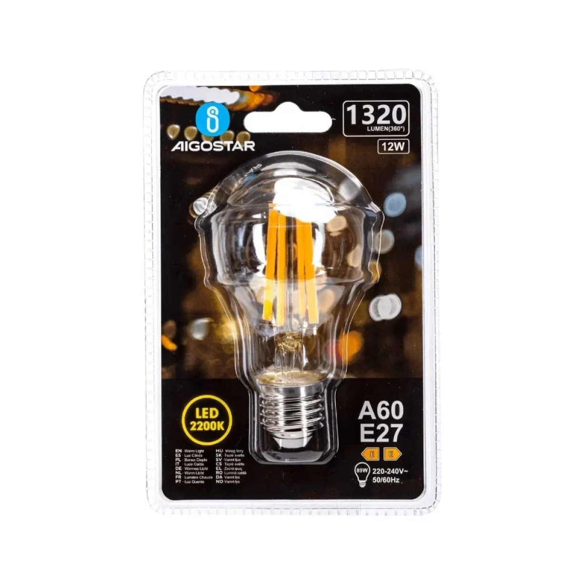 Λάμπα Νήματος LED Amber A60 E27 12W 2200K Aigostar