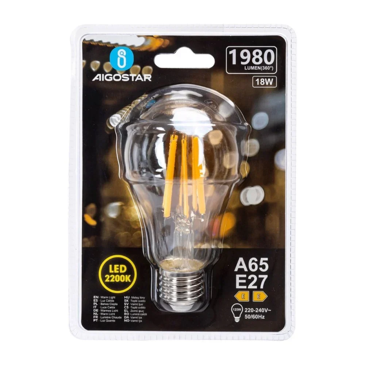 Λάμπα Νήματος LED Amber A65 E27 18W 2200K Aigostar