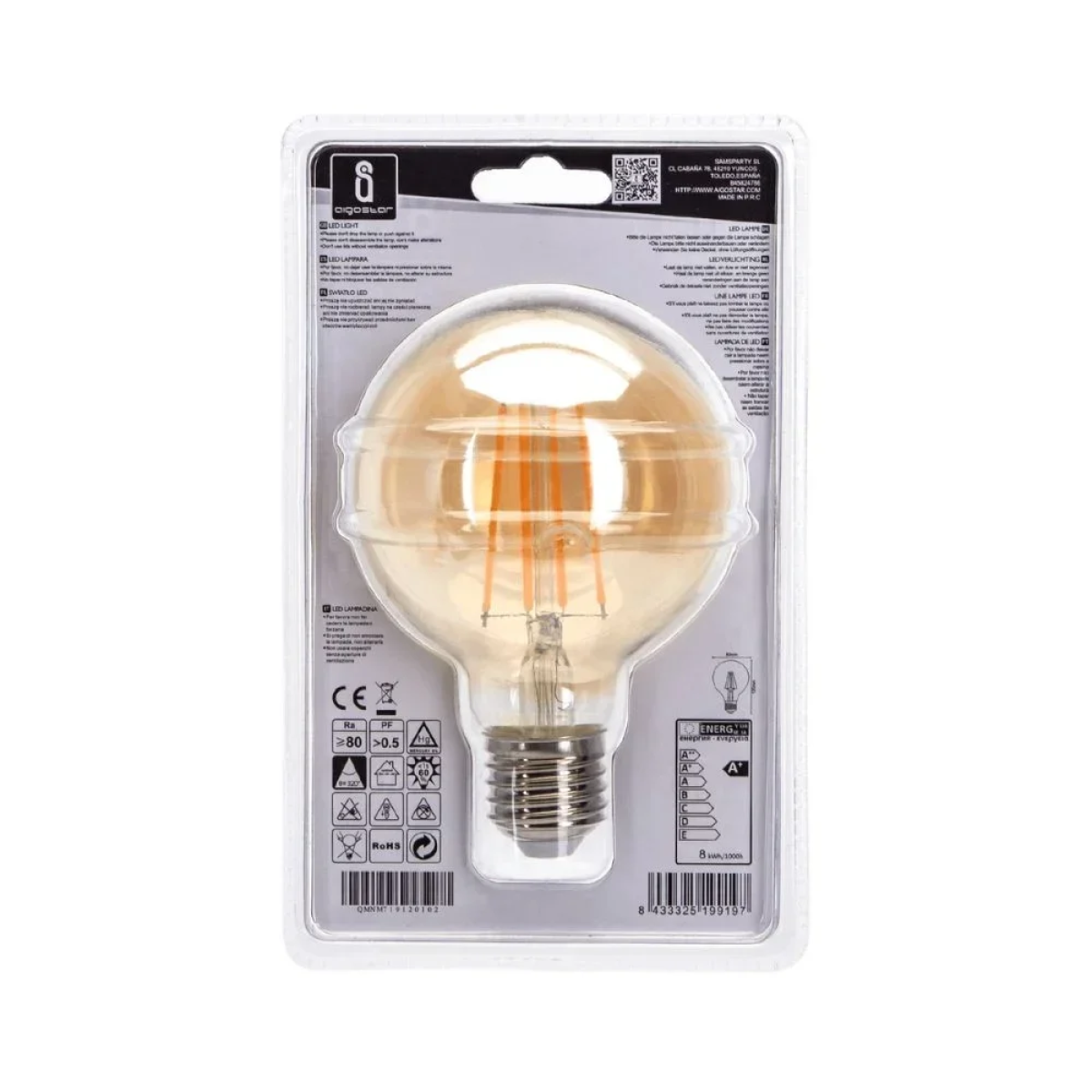Λάμπα Νήματος LED Amber G80 E27 8W 2200K Aigostar