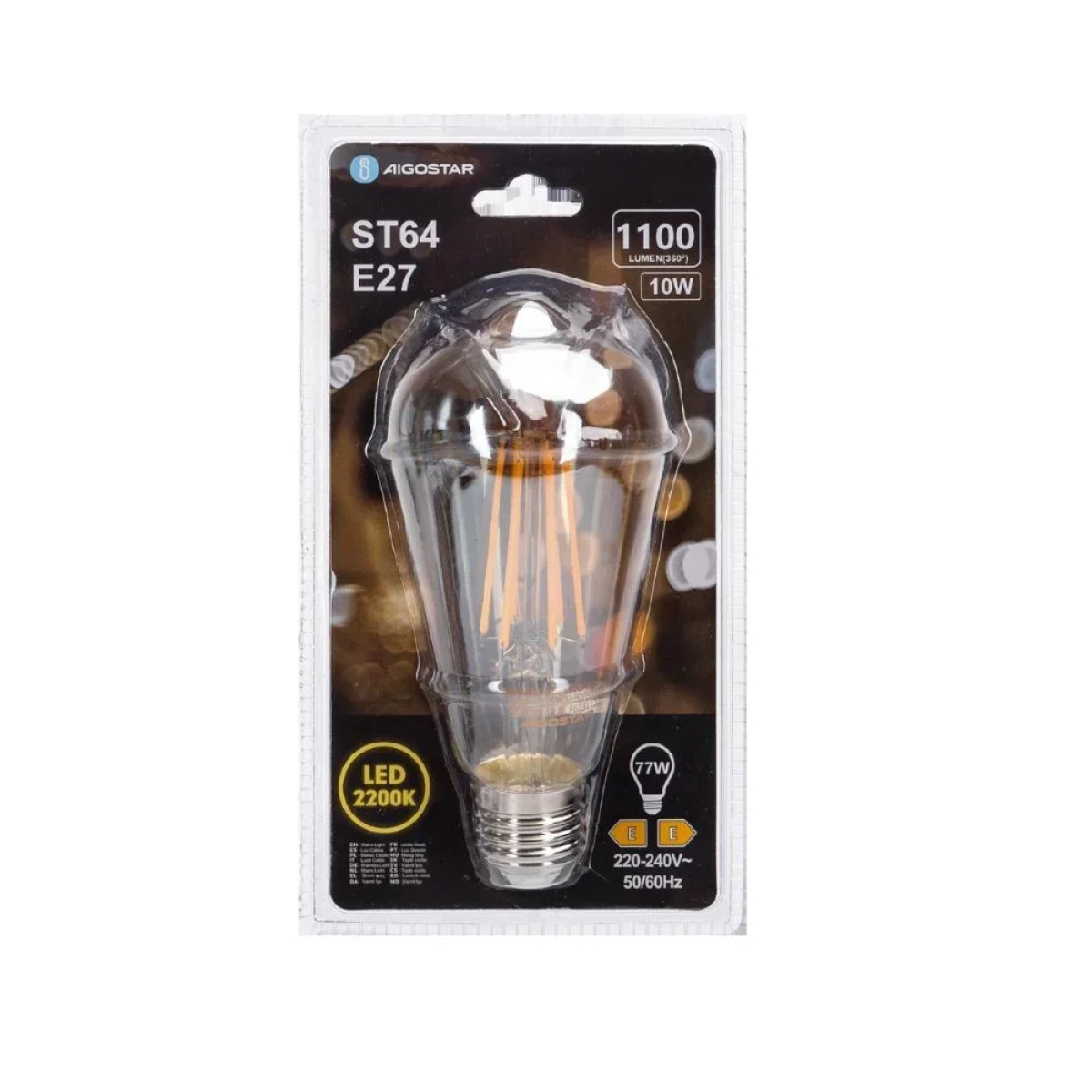 Λάμπα Νήματος LED Amber ST64 E27 10W 2200K Aigostar