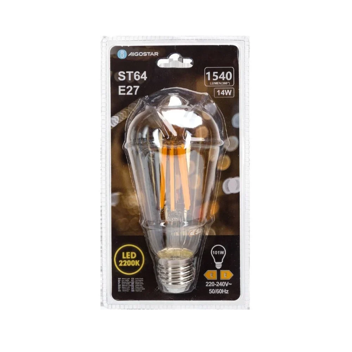 Λάμπα Νήματος LED Amber ST64 E27 14W 2200K Aigostar